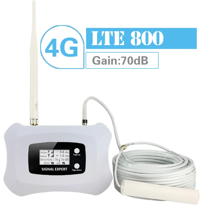 Walokcon 4G LTE 800 Signalo Kartotuvų Juosta 20 Sparčiojo 4G Tinklo 800mhz Mobiliojo ryšio Signalo Stiprintuvas 70dB Įgyti LCD Ekranas 4G Stiprintuvo Rinkinys
