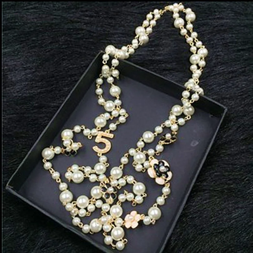 XL20 CC papuošalai garsaus prekės ženklo neckless gėlės ilgai pearl sautoir collier femme perle karoliai collares largos moterys priedai