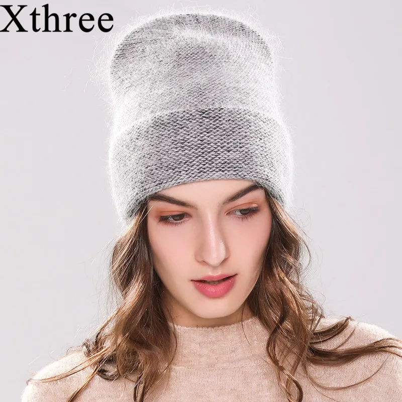 Xthree naujos moteriškos kepurės žiemai megzti skrybėlę Angola Triušio kailio kepuraitė variklio Dangčio girl 's hat rudenį moterų bžūp išlaikyti šiltas mados bžūp