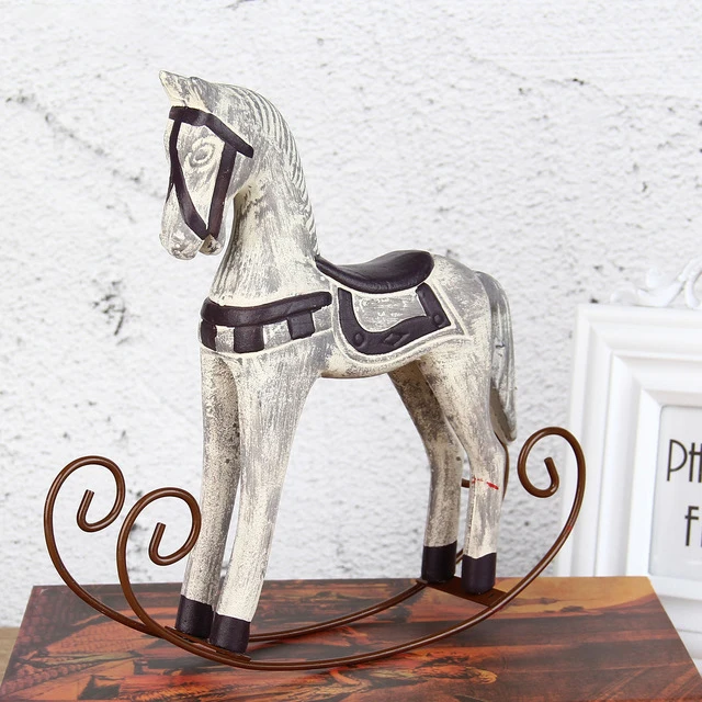 Šiuolaikinėje Europoje Stiliaus Trojos Arklio Statula Vestuvių Dekoro Medžio Arklys Retro Namų Dekoro Priedai Rocking Horse Ornamentu Dovanos
