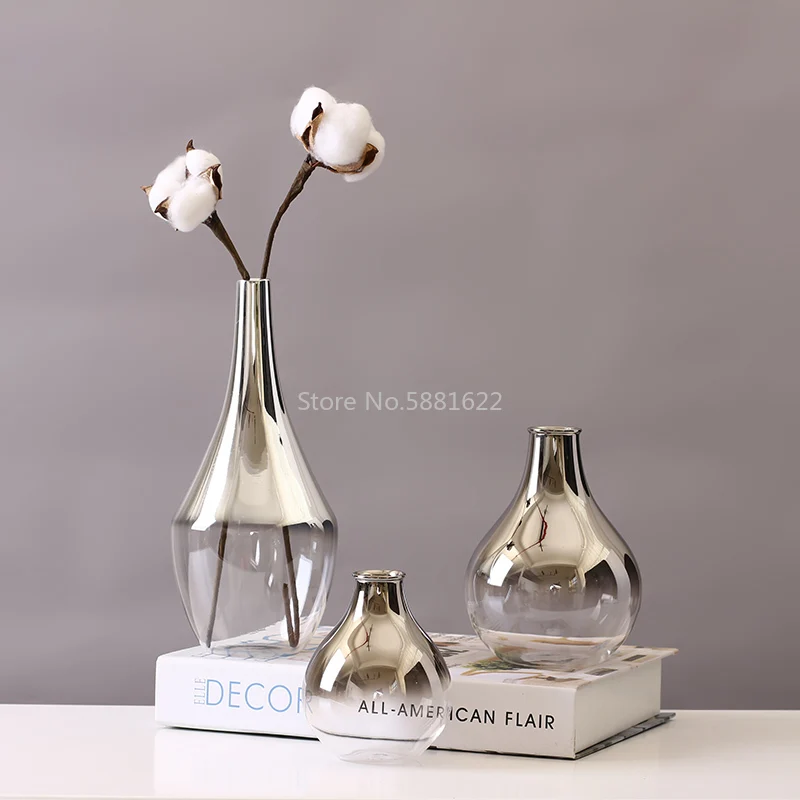 Šiuolaikinės Stiklo Vaza Sidabrinis Stiklas, Terariumai, Mažas Gėlių Vazos Sausų Gėlių Vaza Hydroponic Konteinerių Vestuvių Namų Puošybai