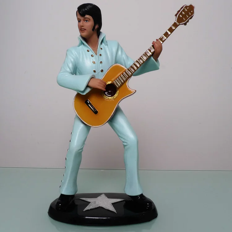 Šventykla dažytos Amerikos Muzikos Žvaigždė Elvis su Gitara Dervos Duomenys Garsus Dainininkas Stutue Papuošalų kaip Dovaną