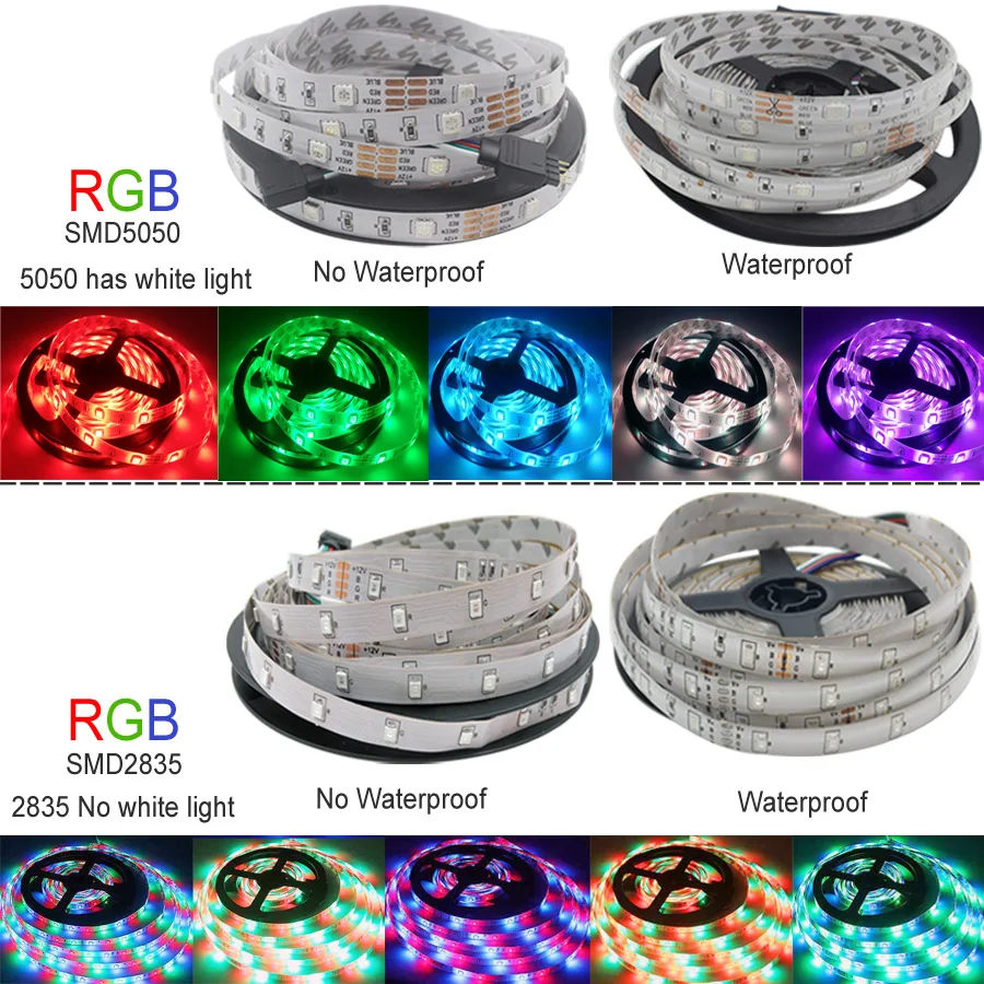 Šviesos LED Juosta 5050 2835 RGB juosta 5M 10M RGB led juostelės 15M 20M Luces LED Žibintai 12V rgb valdiklis Luz RGB namų dekoro