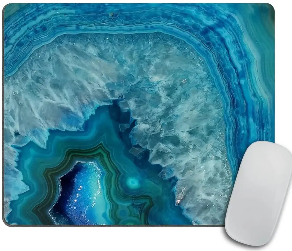 Šviesus Aqua Blue Turkis Geode Mineralinės Akmens Mouse Pad, Mėlyna Kilimėlis