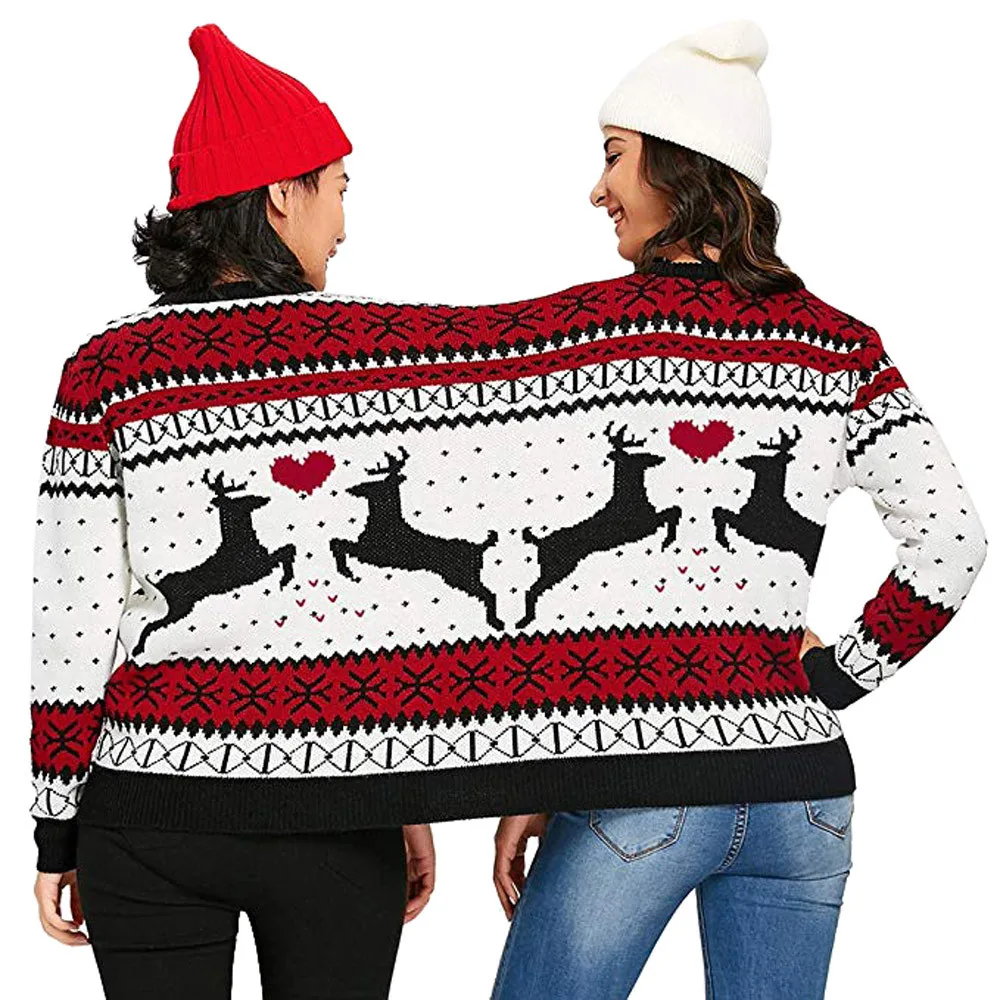 Žiemos Porų Sweatershirt Puloveris Dviejų Asmuo Megztinis Porų Puloveris Naujovė Kalėdų Džemperis Moterims Traukti