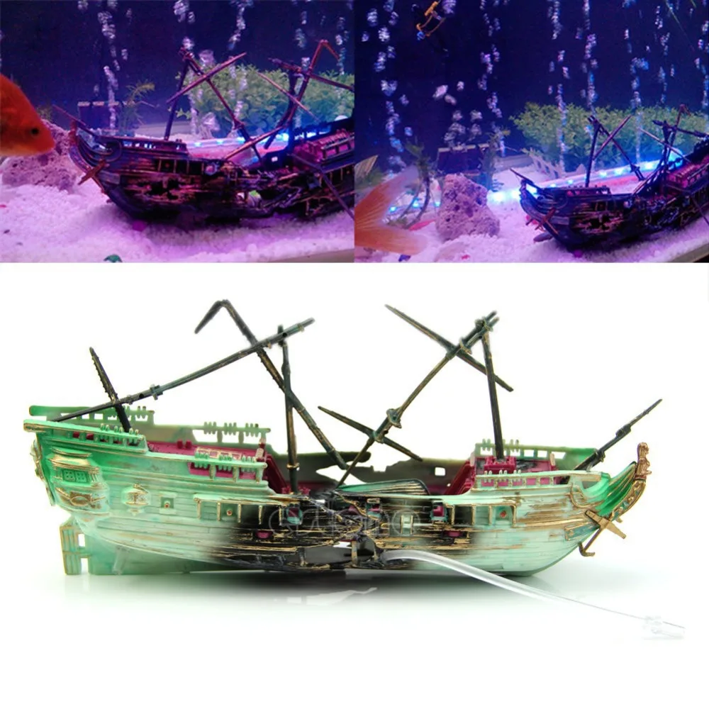 Žuvų Bakas Jokio Blukimo Dervos Laivo Mini Žuvų Bakas Prisotinto žaislas sudužusio laivo sudužimas Namų, Sodo Akvariumo Dekoracija Sode