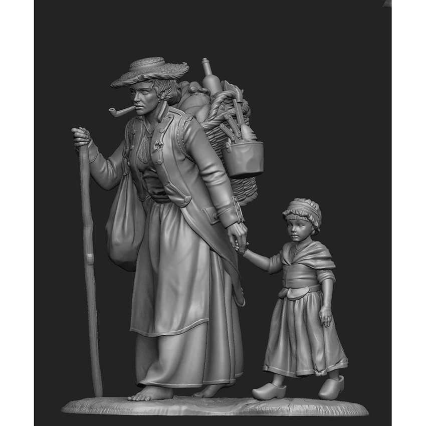 1/32 senovės moters ir vaiko stovėti Dervos pav Modelis rinkiniai Miniatiūriniai gk Unassembly Unpainted