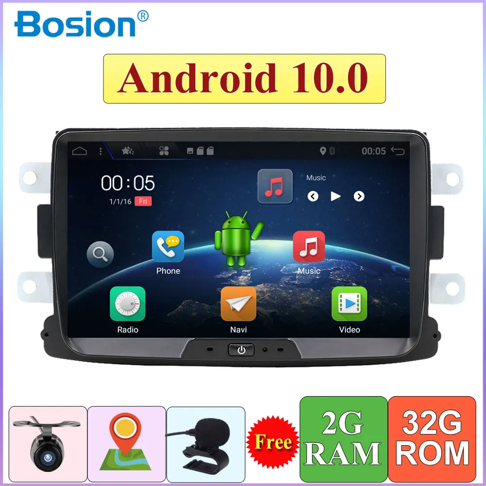 1 Din Automobilio Radijo Android 10.0 magnetofonas Automotivo Už Dacia/Sandero/Duster/Captur/Lada/Xray/Logan GPS Navigacijos SWC Fotoaparatas