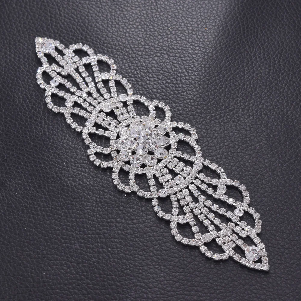 1 Gabalas kristalų vestuvių suknelė, diržas varčios appliques su cirkonio drabužių siuvimo PASIDARYK pats stiklo apdaila sidabro padengtą lydinio pleistras