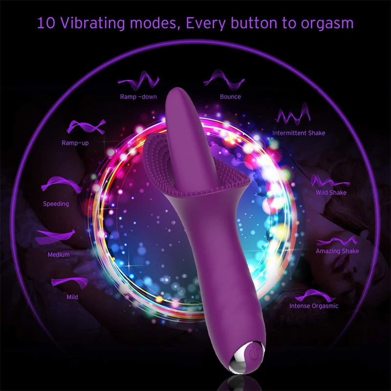 10 Greičio Galingas Klitorio stimuliatorius G spot Vibratorius Blowjob sekso žaislai Silikono Spenelių Vibratorius Lyžis Liežuvio sekso žaislas Moterims