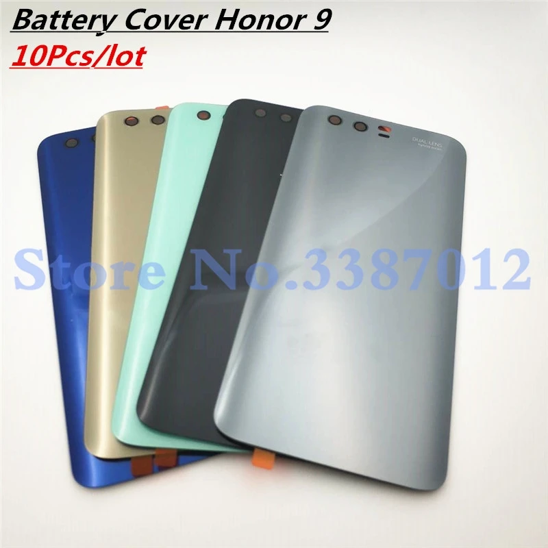 10vnt/daug Naujų Stiklas, Galinio Baterijos Dangtelio Huawei Honor 9 Honor9 Būsto Atveju Su 3M Lipnia Logotipas