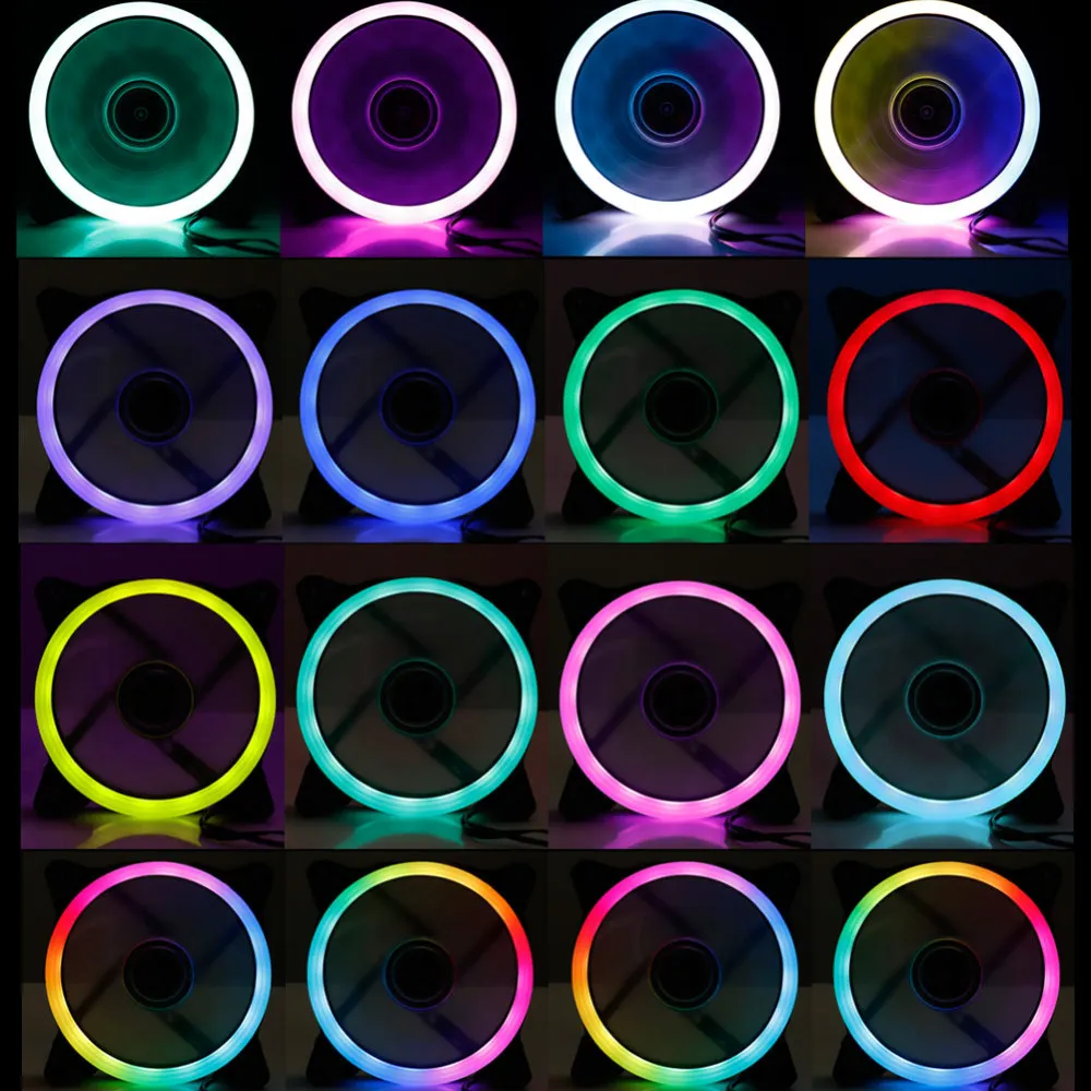120mm Aušintuvas Ventiliatorius Dvigubas Aura RGB PC Ventiliatorius Aušinimo Ventiliatorius Kompiuteris Tylus Žaidimų Atveju Su infraraudonųjų SPINDULIŲ Nuotolinio valdymo pultelis 3 / 4Pin kištukas gerbėjai