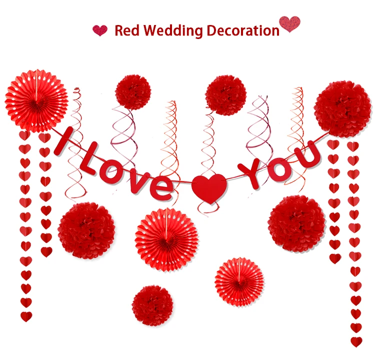 14 Vnt Kabinti Swirls Popieriaus Gėlių Lankstymo Gerbėjas 3D Širdies Girliandą Vestuvių Kambarys Valentino Dieną Apdailos Nustatyti Sukaktį Prekes