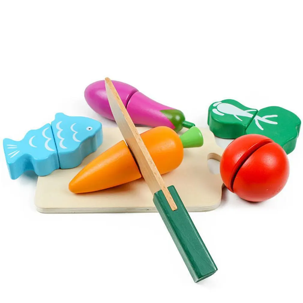 1Pcs Medinė Spalvinga Vaikų Vystymosi Švietimo Žaislai, Vaisių Ir Daržovių Barelių Supjaustyti Žaislai Vaikams Švietimo Žaislai
