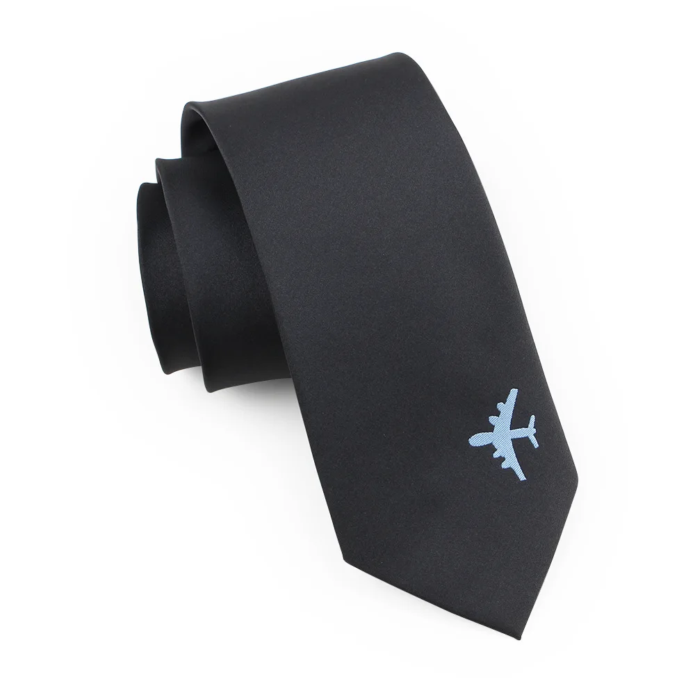 1pcs Mados lėktuvo Modelį, 8cm Necktie Solid Black Verslo Gražus Kietas Ryšius vyrams
