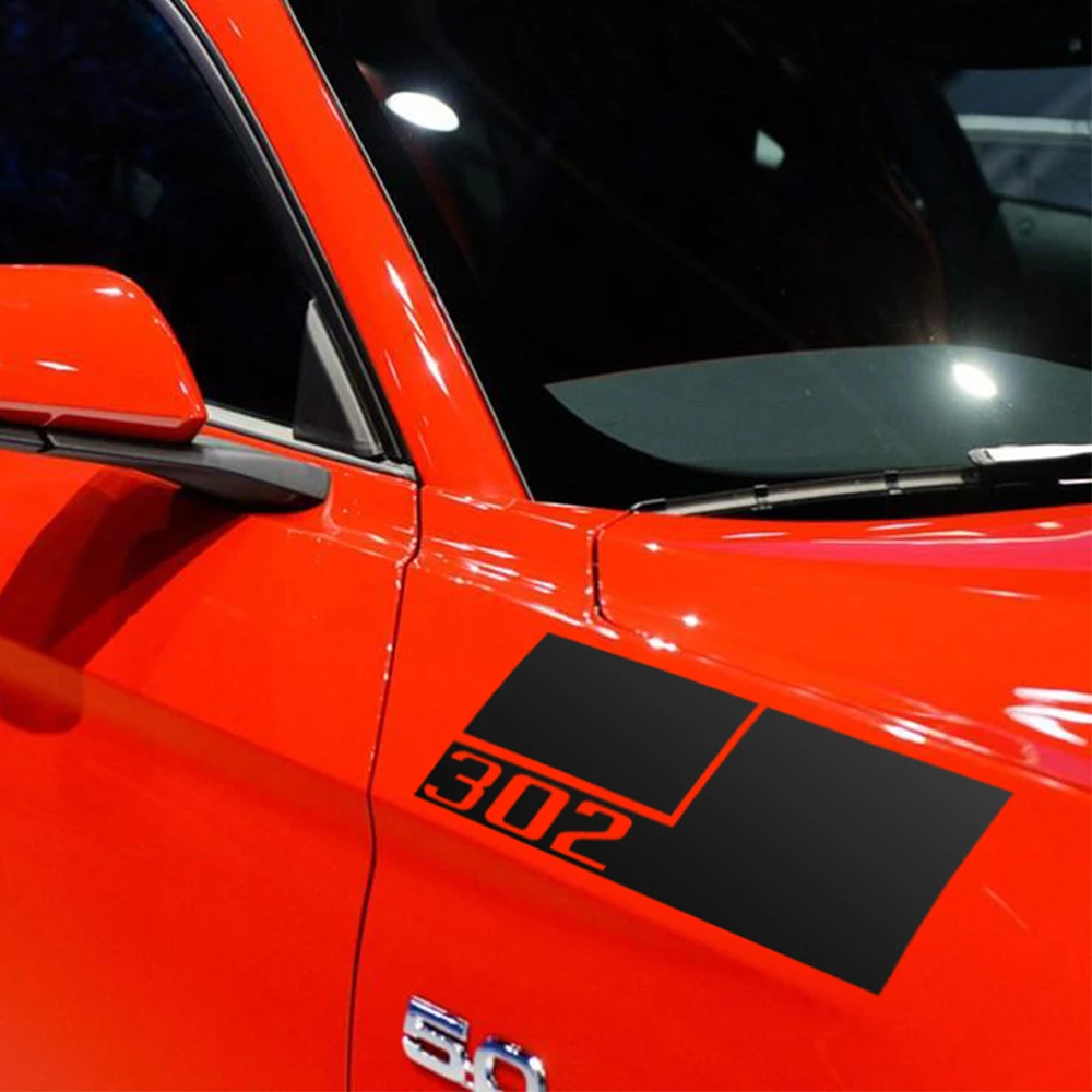 2 vnt Automobilių Stilius Atspindintis Vinilo Kapoto Sparno Pusės Bamperio Lipdukas 302 Grafinis Lipdukai Ford Mustang-2017 Priedai