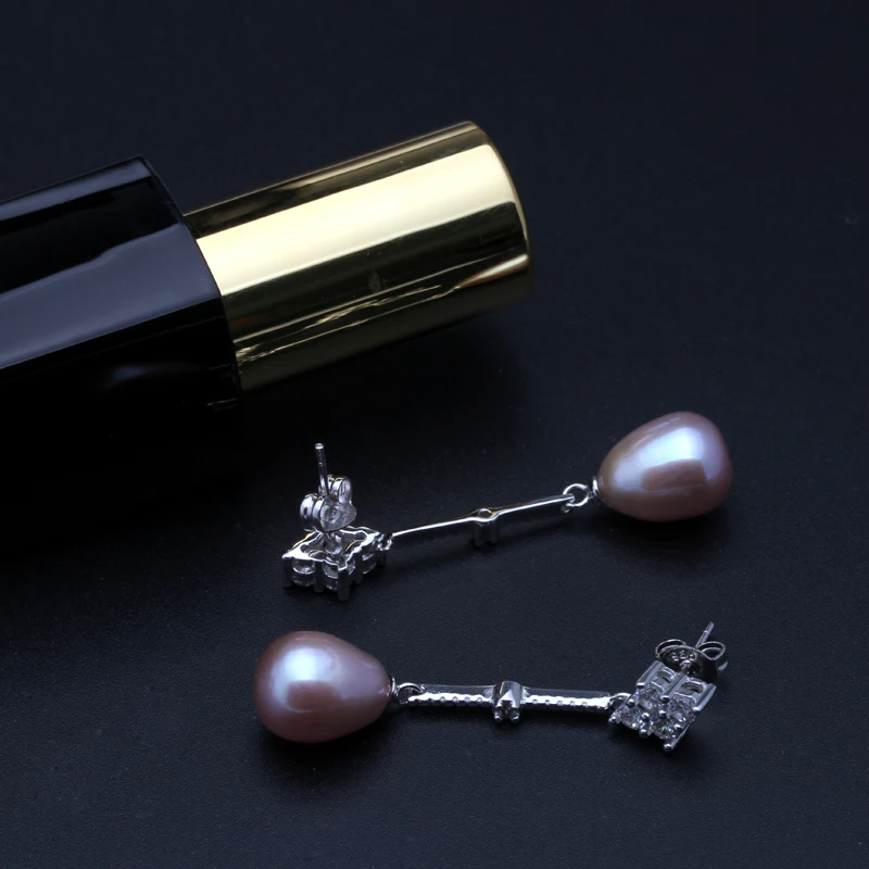 2018 Mados ilgai pearl stud Auskarai Karšto Pardavimo 925 sterlingas sidabro Papuošalai su natūraliais gėlo vandens black pearl auskarai