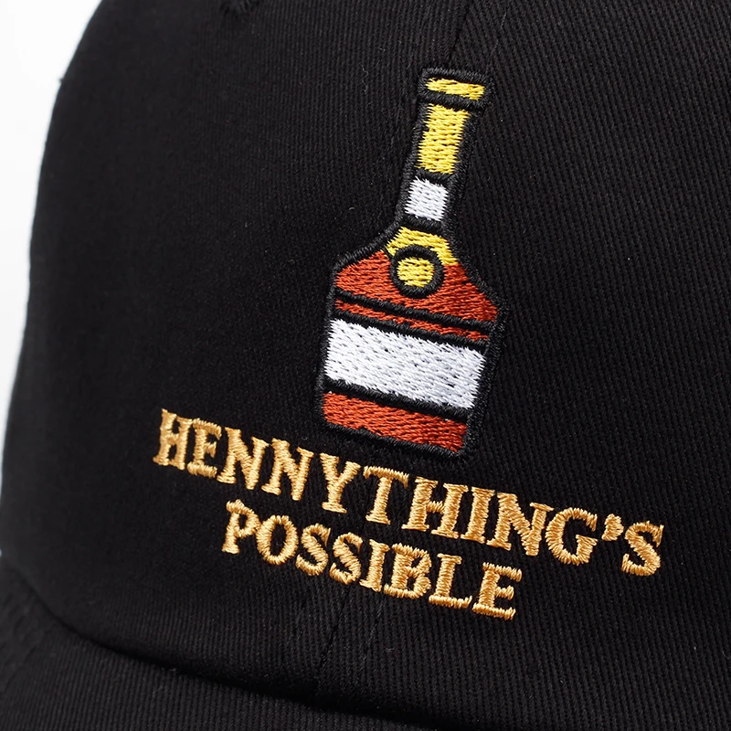 2018 naujas kurių henny Vyno butelis siuvinėjimo Tėtis Skrybėlę vyrai moterys Beisbolo kepuraitę reguliuojamas Hip-hop snapback cap skrybėlės