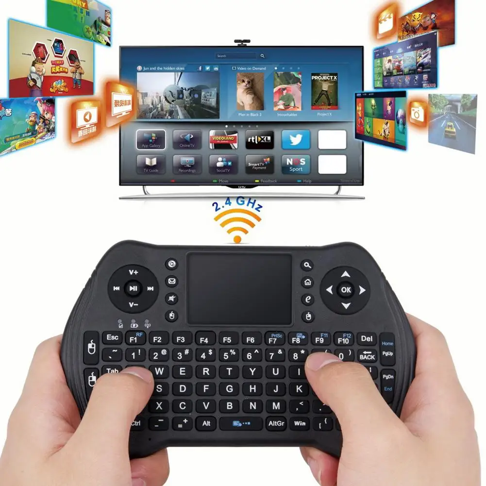 2020 Belaidė Klaviatūra MT10 2.4 GHz Mini Wireless Keyboard su Touchpad Android TV Box PC Nešiojamas kompiuteris