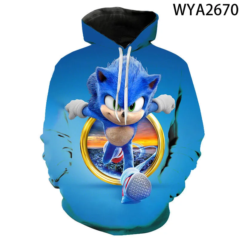 2020 Naujas Sonic The Hedgehog Animacinių filmų Anime 3D Hoodies Vyrų, Moterų, Vaikų, Susagstomi megztiniai Megztinis Berniukui, Mergina Vaikų Streetwear Hoodie