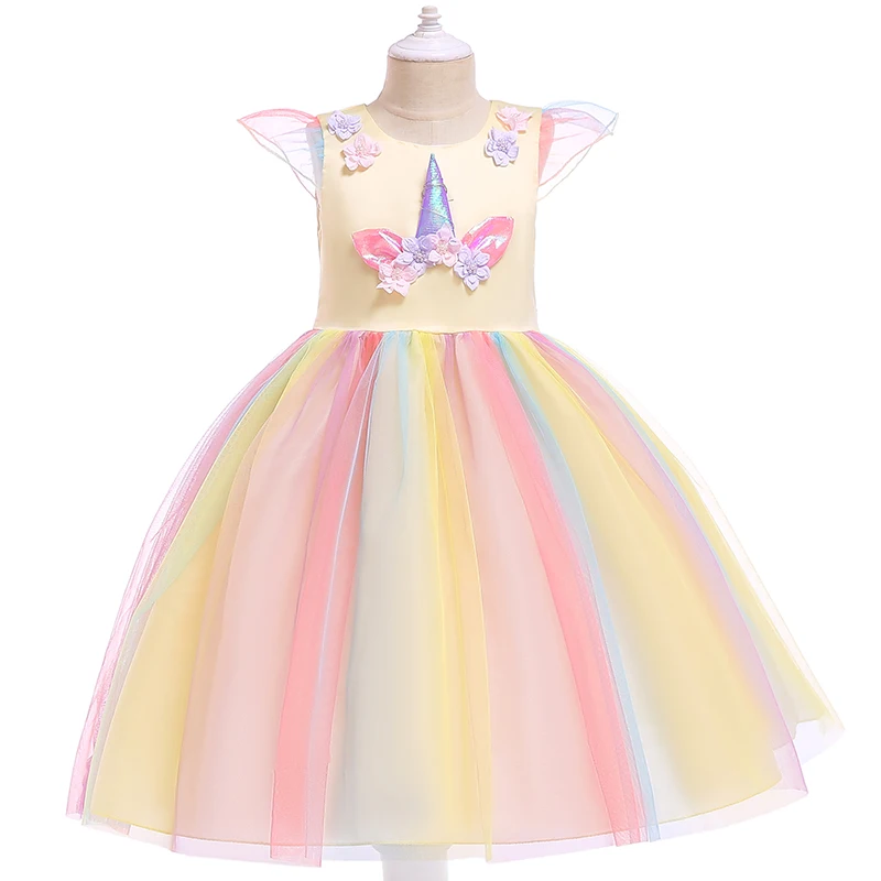 2020 Naujųjų Metų Mergaitė Gėlių Mergaitės Suknelė Vienaragis Vaikų Drabužiai Princesė Mergina Dress Kostiumai, Vestuvių Suknelė Mielas Atsitiktinis Suknelė