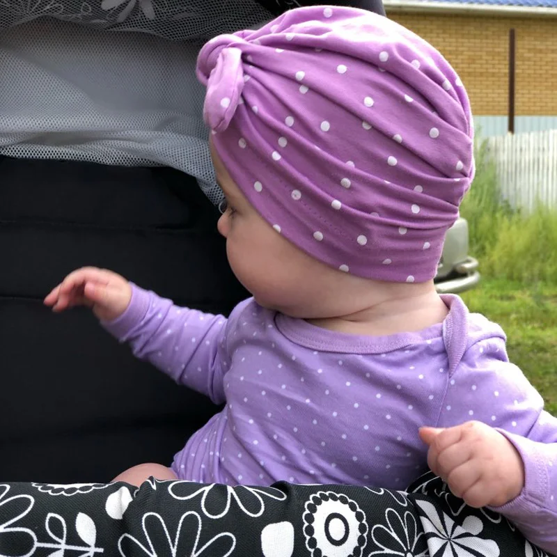 2020 Saldus Dot Baby Girl Skrybėlę su Laivapriekio Saldainiai Spalvos Kūdikių Turbaną Kepurė Mergaitėms Elastinga Kūdikių Priedai 1 VNT