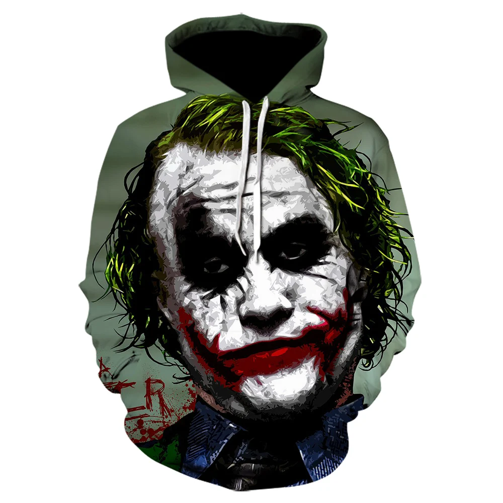 2020 m. Nauja Baltos spalvos Klounas 3D Atspausdintas Hoodies Mados Joker Poker Vyrams, Drabužiai, Striukė Harajuku Palaidinukė Hip-Hop Megztinis Kailis Kietas