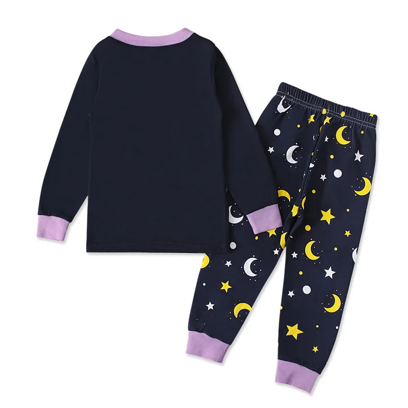 2020 m. Rudenį Kūdikių Vaikai Pelėda Moon Star spausdinti Pižama Komplektas 2vnt Berniukų, Mergaičių Viršuje Kelnės Mielas Tracksuit