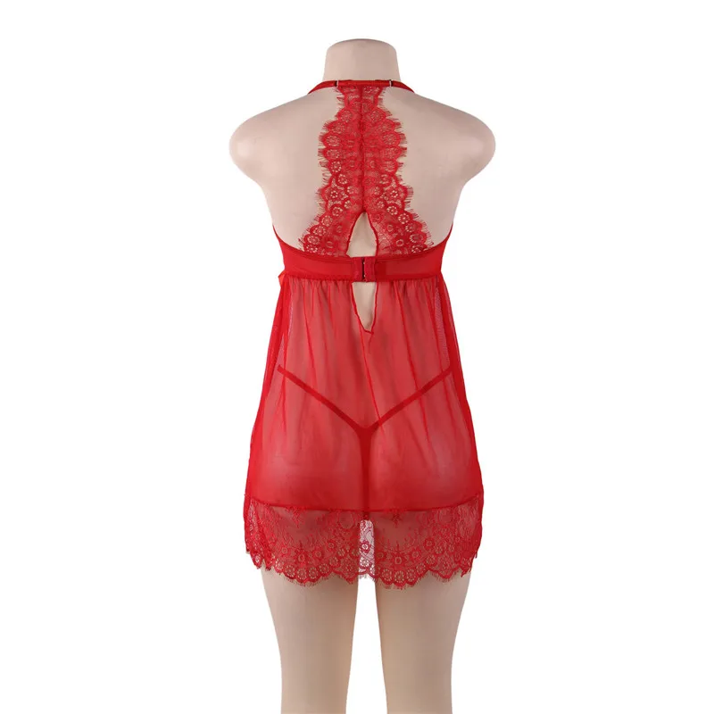 2020 m., Seksualus Babydoll, apatinis Trikotažas, Erotinis Moterų Raudoni Nėriniai Plius Dydis Kostiumas Sleepwear Suknelė Skaidrus Hollow-out Chemise Apatiniai