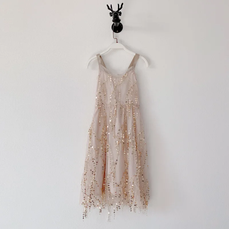 2020 m. Vasaros Mama Dukra Atitikimo Suknelė Blizgučiai Bling Bling Atostogų Suknelė už Šalis Elegantiškas Kutai Šeimos Atitikimo Drabužius