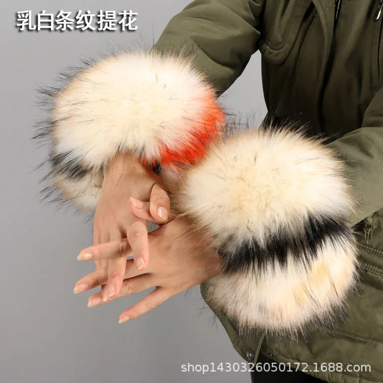 2020 m. žiemos naujas imitacija meškėnas ponios rankogaliai dirbtiniais kailiais rankos apima madingi ir patogus, šiltas rankovėmis