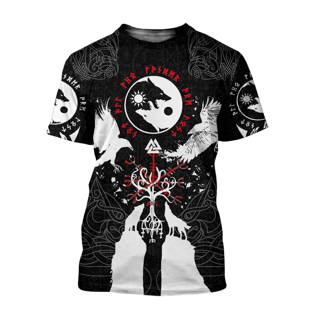 2020 metų Vasaros Mados Viking Odin Vyrai t-shirt Varnas Tatuiruotė 3D Atspausdintas Harajuku trumpomis rankovėmis T marškinėliai, Unisex Atsitiktinis viršūnes KJ0147