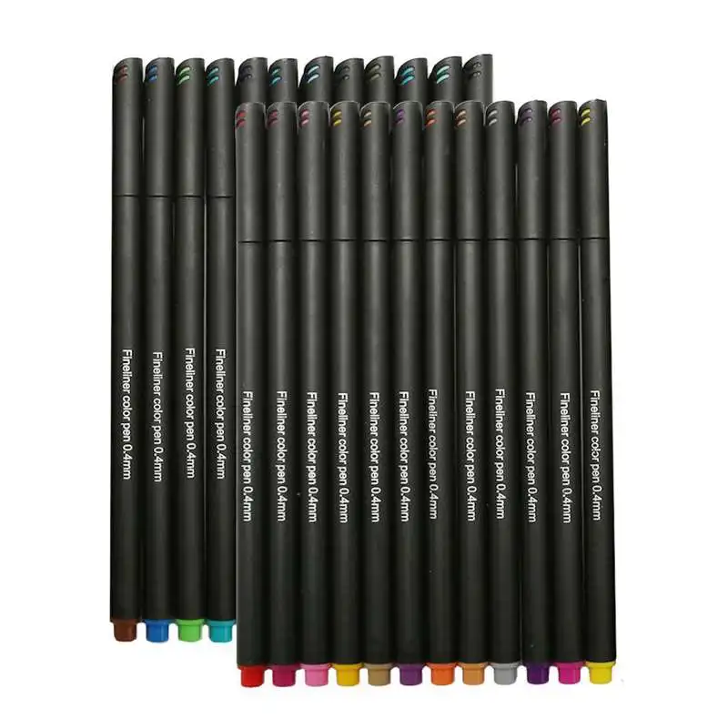 24-spalva adata pen Paprasta ultra-fine spalva kablys linijos Insulto sudėtis pen 0,4 mm pluošto pen akvarelės rinkinys