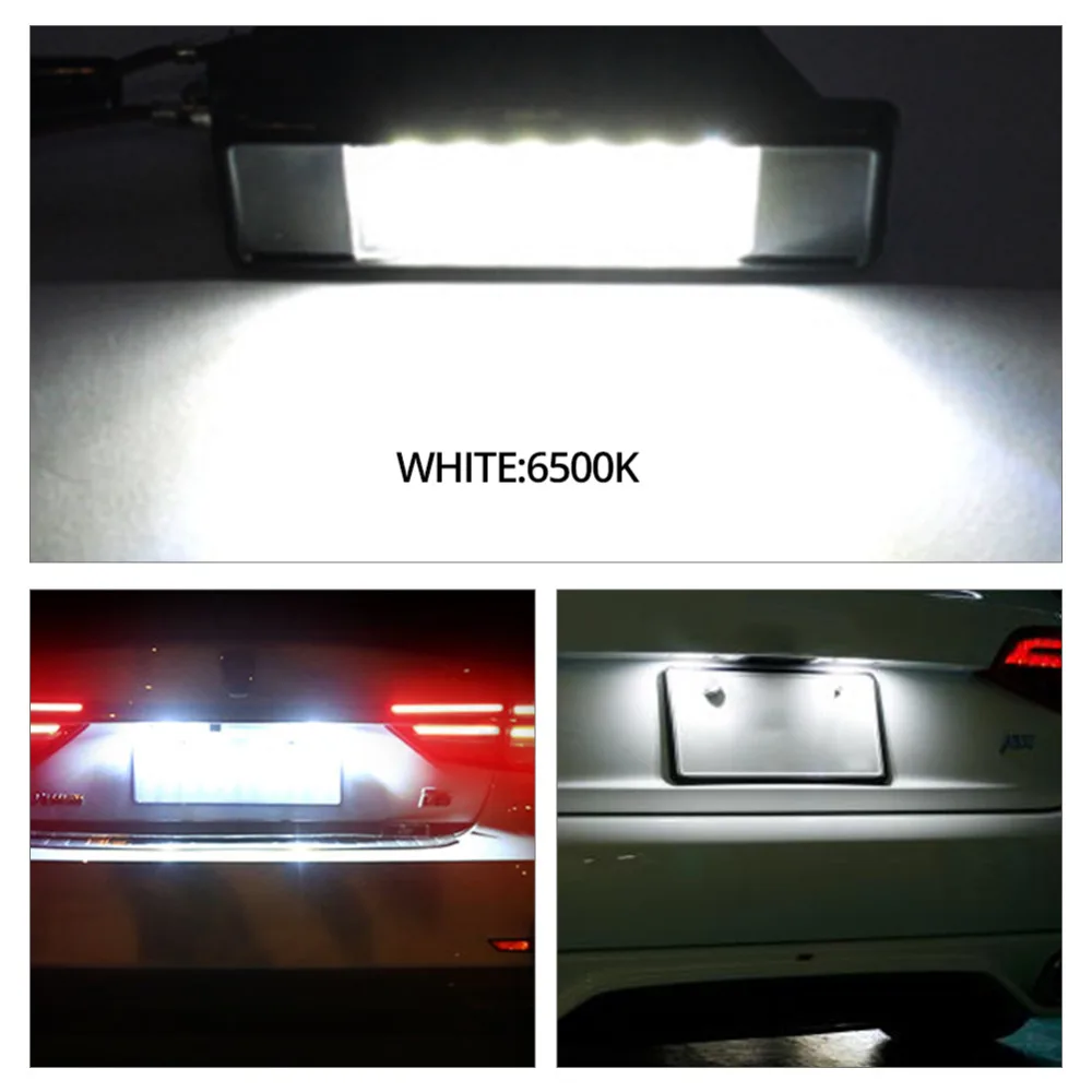 2vnt Balta LED Automobilių Galinis Licenciją Plokštelės Šviesos Peugeot 106 1007 207 307 308 3008 406 407 508 806 už CITROEN C2 C3 C4 C5 C6 DS3