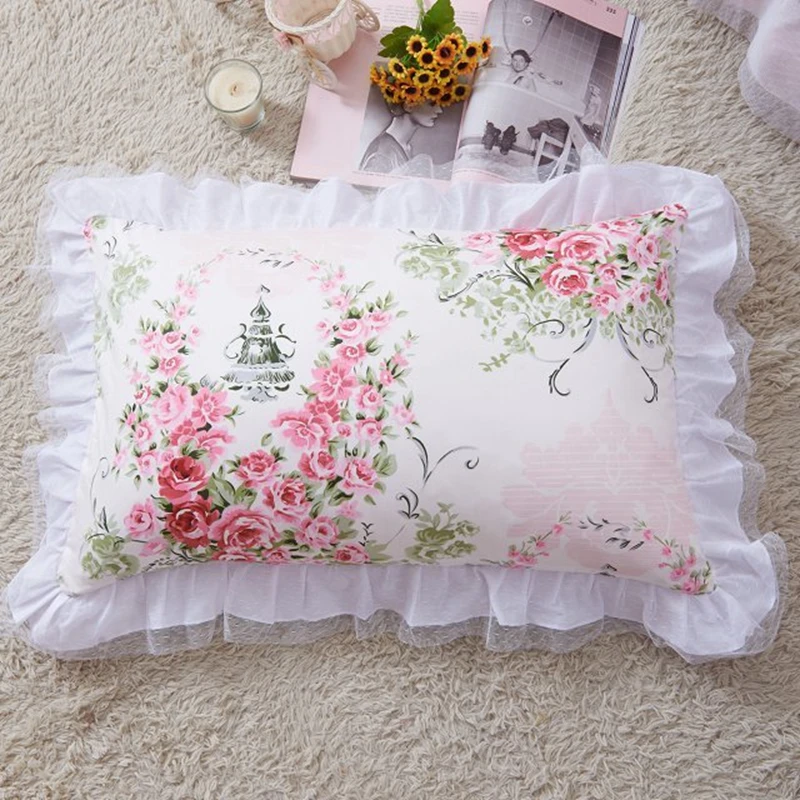 2vnt sielovados spausdinti pagalvės užvalkalą pynimas nėrinių medvilnės gėlių Princesė pagalvę padengti patalynės, pagalvėlių atvejais pagalvę pseudo užvalkalas