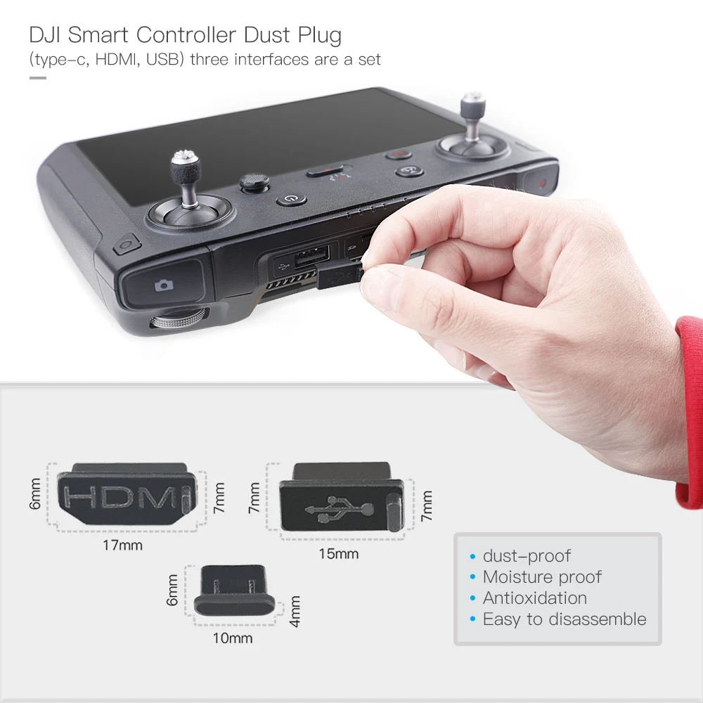 3pcs/set Silikono Dulkių Kištukas DJI Smart Controller USB/Tipas-C Sąsaja Dulkių Kištuko Dangtelis DJI Mavic 2 Priedai