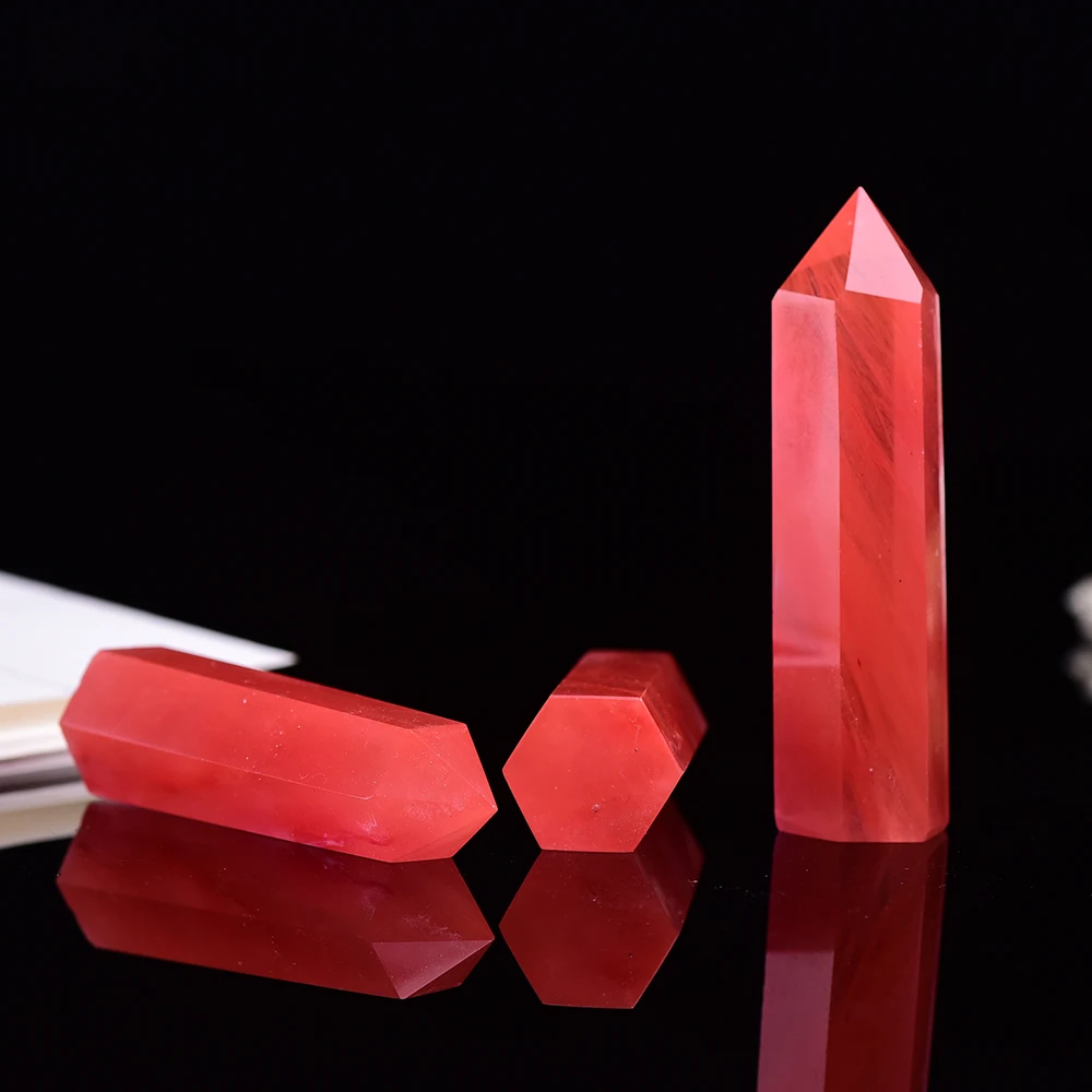 4-7cm 1pc Dirbtinis Akmuo kristalas Crystal Taško Gydymo Obeliskas Raudona lydymo Lazdelė Gražus Ornamentas, Namų Dekoro