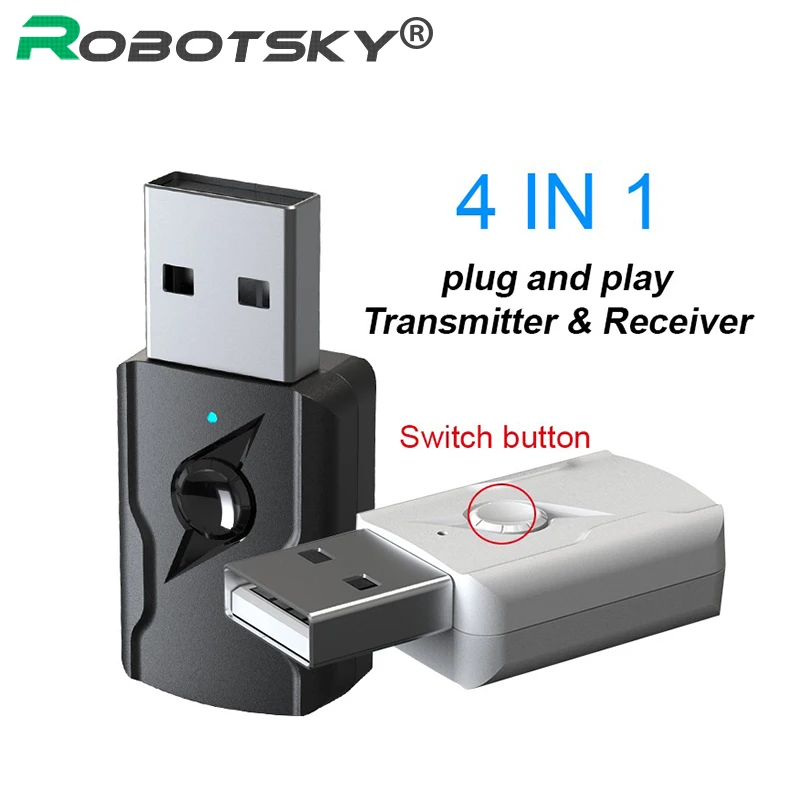 4 IN 1, USB, Bluetooth 5.0 Garso Siųstuvas, Imtuvas 3.5 MM AUX-RCA Stereo Belaidžio ryšio Adapteris Raktu PC Automobilių Ausines