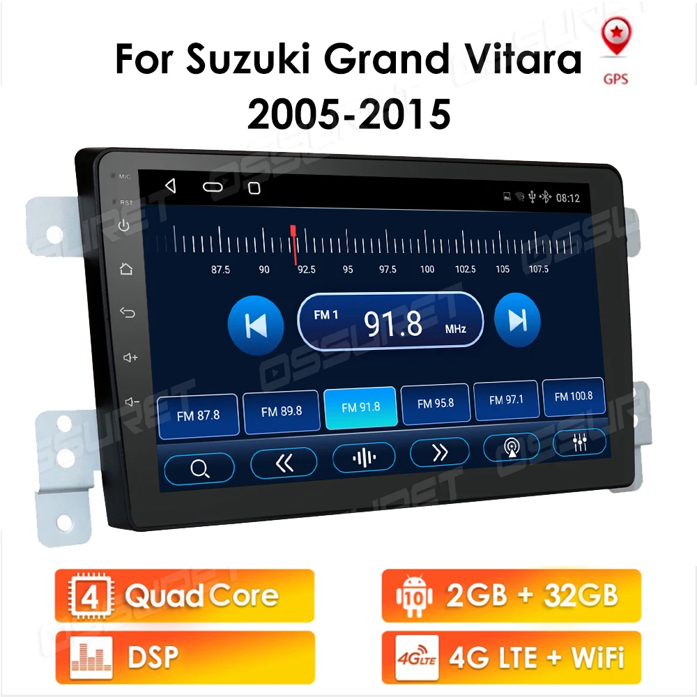 4G LTE Už Suzuki grant Vitara 3 2005 - Automobilio Radijo Multimedia Vaizdo Grotuvas, Navigacija, GPS Android 