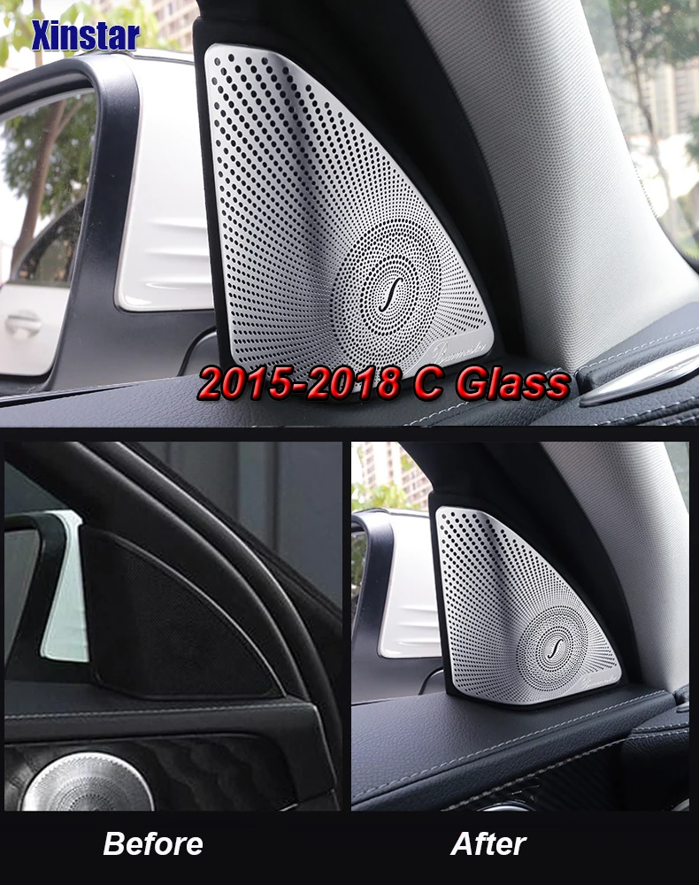 4pcs nerūdijančio plieno, automobilių garso garsiakalbis durų apdaila apima aplinkosaugos ¾enklelis Mercedes Benz AMG C200 C260 C180 W205 GLC Klasė