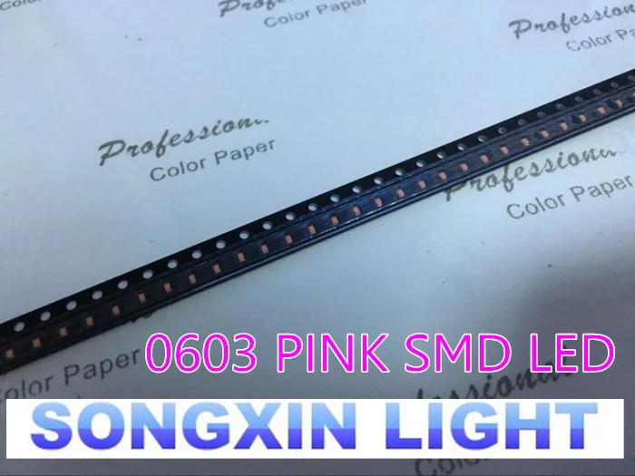500pcs SMD/SMT Super Šviesus Paviršinio montavimo 0603 1608 Šviesos Diodų LED Diodų LED 0603 Rožinė SMD LED