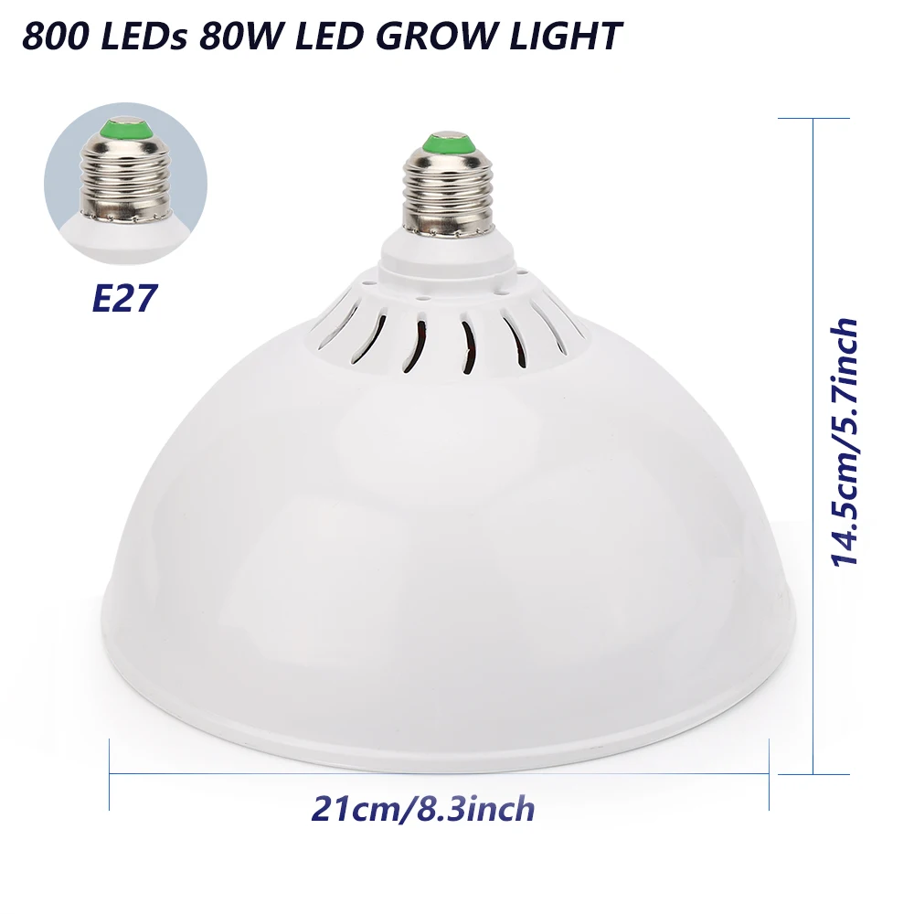 80W E27 LED Grow Light 800Leds Augalų Augimo Lempos SMD3528 Raudona+Mėlyna Led Lemputė Gėlių Sodinukai Akvariumas Kambarinių Augalų AC85-265V