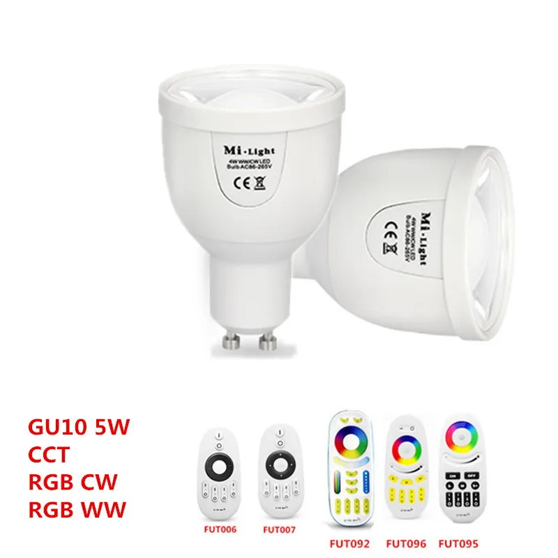 AC86~265V 2.4 GHz RF Nuotolinio kontroliuojamos Mi Lemputė 5W GU10 RGBW Šiltas Cool White Dual LED Prožektorius, Skirtas namai, restoranai, barai ir t. t