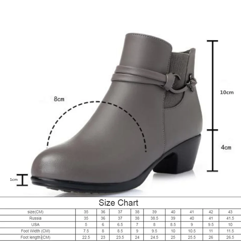 AIYUQI 2020 nauji žieminiai natūralios odos moteriški Martn batai, vilnos šiltas batai dideli, dydis 41 42 43 pilka šalies moterų batai