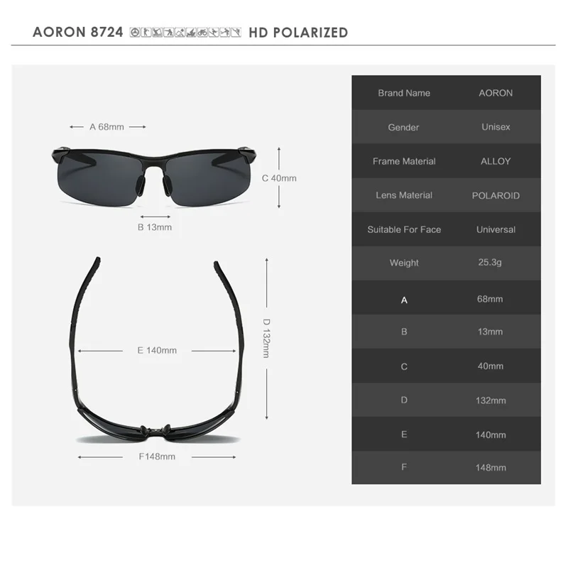 AORON Vyras Prekės Poliarizuota Sunglass Vyrų Klasikinis Dizainas Saulės Akiniai HD Vairavimo Žvejybos Naktį Akiniai Oculos De Sol