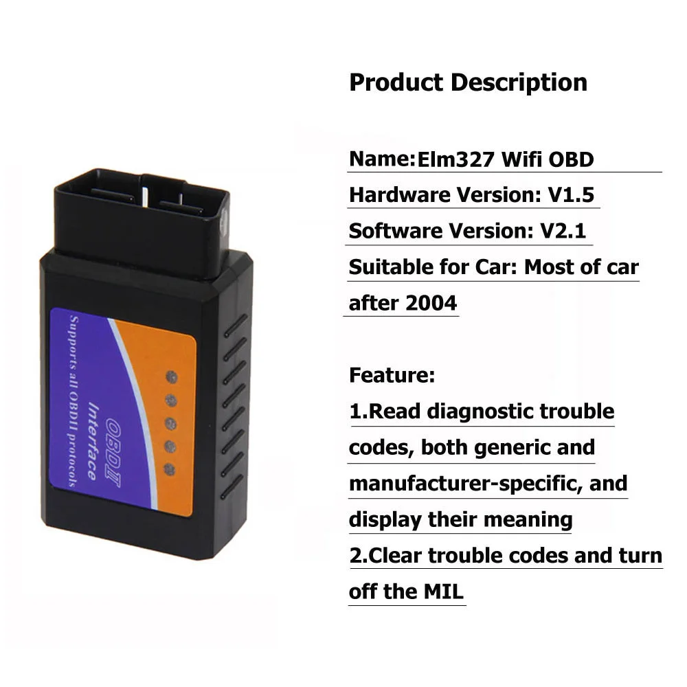 Aganippe Wifi elm327 OBD2 v1.5 Wi-fi Automobilių Diagnostikos Įrankis, Elm 327 OBD 2 wifi iPhone eml327 1.5 odb2 Skaitytuvas IOS skaitytuvo