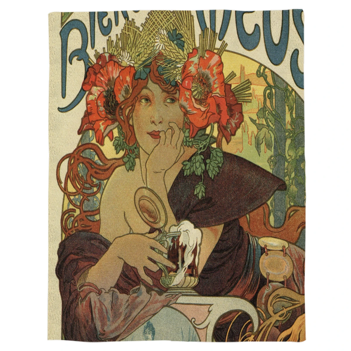 Alfons Mucha Art Nouveau Stiliaus Alus Skelbimų Mesti Antklodė Šilta Mikropluošto Pledas Flanelė Antklodė, Miegamojo