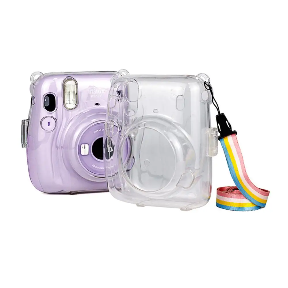 Apsaugos Aiškiai Kristalų Fotoaparato krepšys su Reguliuojamu Vaivorykštė Peties Dirželis Fujifilm Instax Mini 11