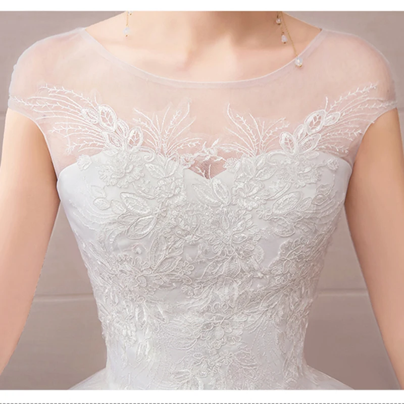 Aukštais balais trumpomis Rankovėmis, Dramblio kaulo Appliques Vestido de Noiva Naujas Nėrinių Vestuvių Suknelė iki 2021 m. už Moterų vestuvių Suknelė Chalatas De Mariee
