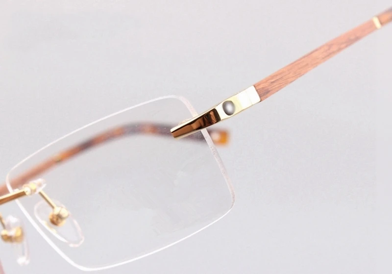 Aukštos kokybės akiniai MB390 titano woodenlegs frameless akinius rėmo trumparegystė vyrų ir moterų kvadrato optinio skaitymo akiniai